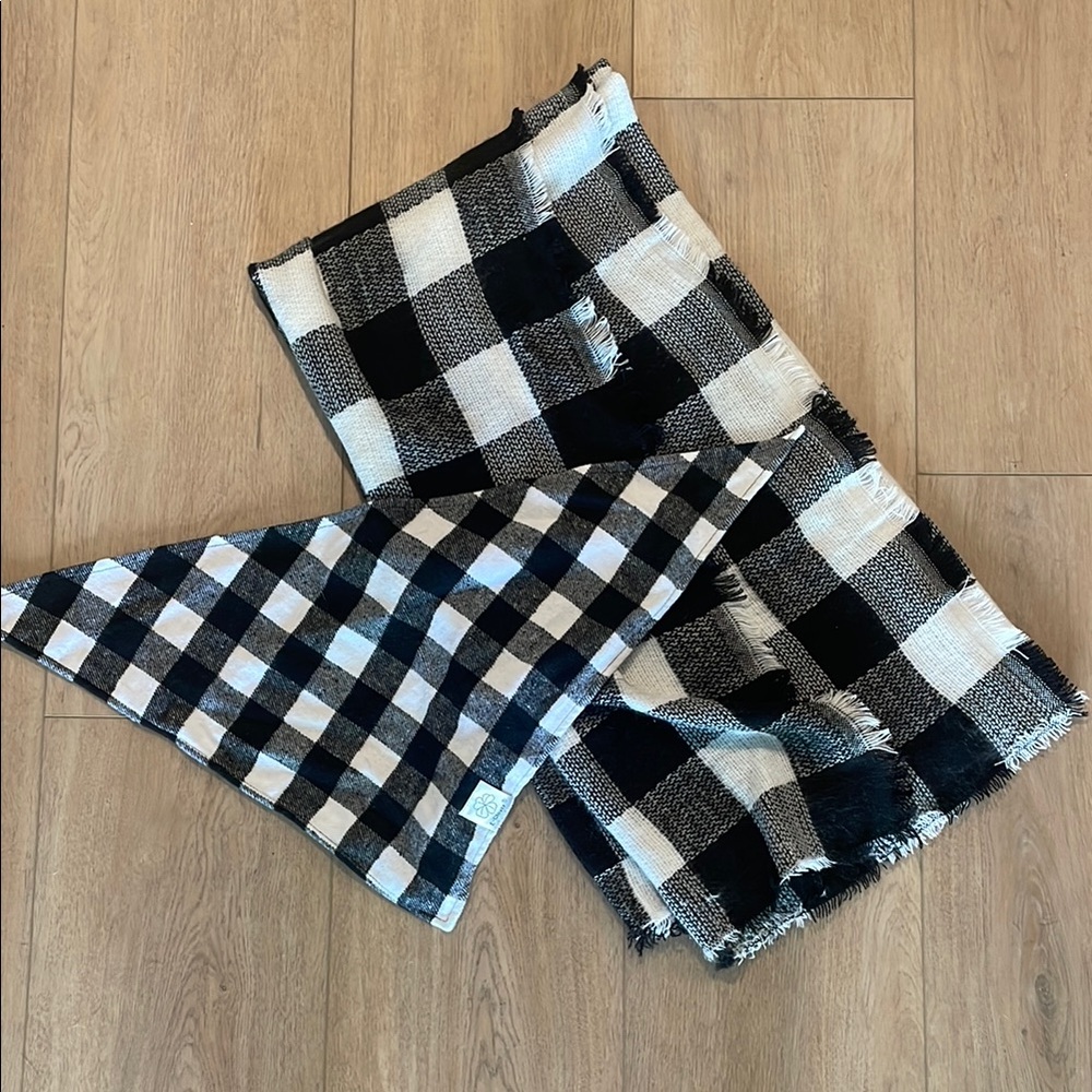 Black and White Checkered Scarf and Matching Dog Bandana